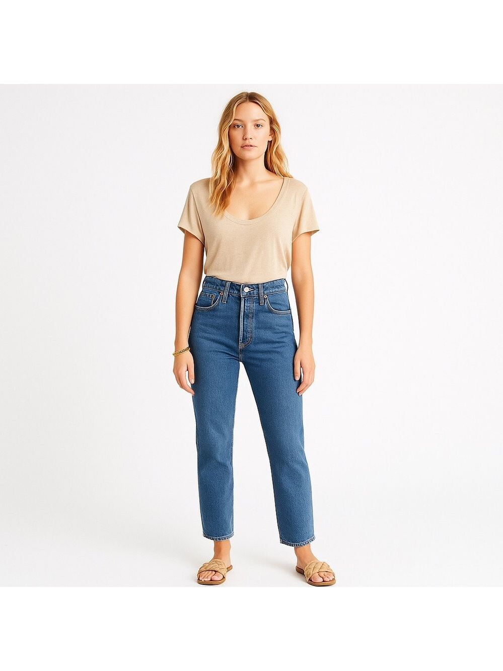 Premium Levis Wedgie jeans blue button fly high rise strong stretch denim mid 29